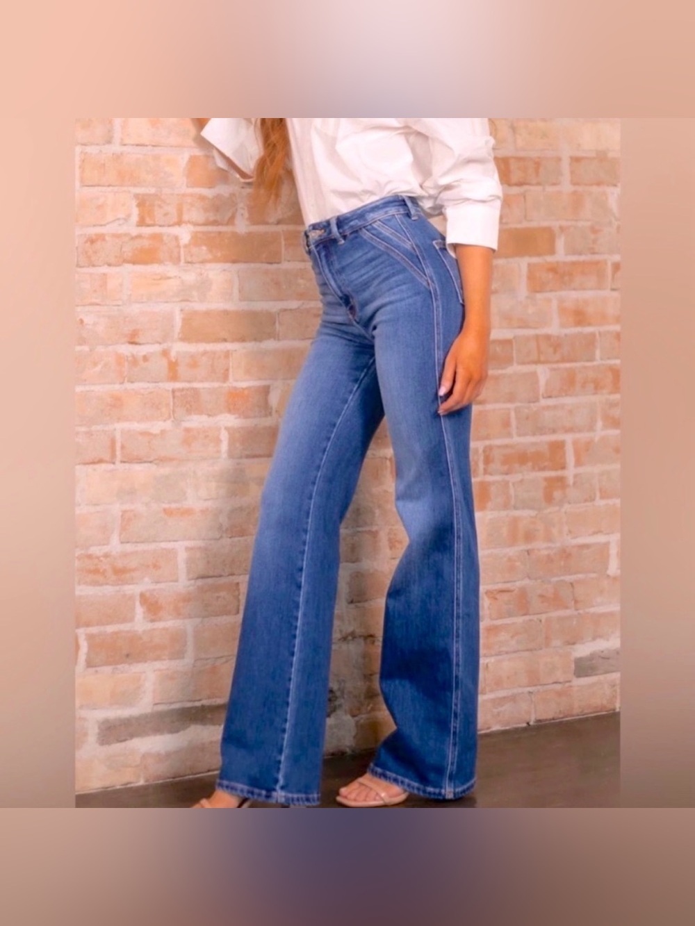 KanCan High-Rise Wide-Leg Flare Blue Jeans